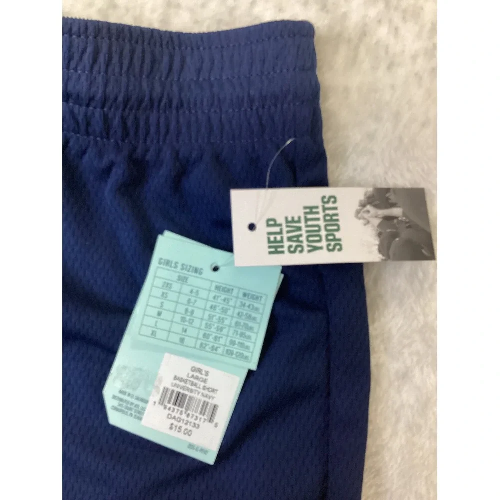 DSG Girls Basketball Shorts University Navy‎ Blue Loose Fit Elastic Waist Large